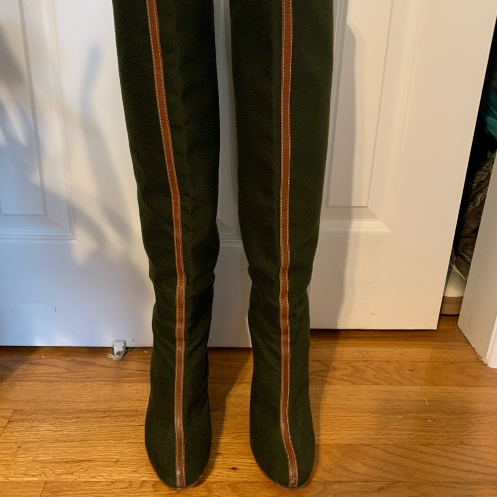 Christian Louboutin Jessica wedge army green knee high boots size 40